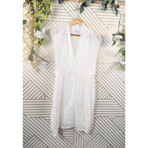 Braez Women's Dress Blouse Tunic White Cotton Boho Tie Around Sleeveless Sz XS